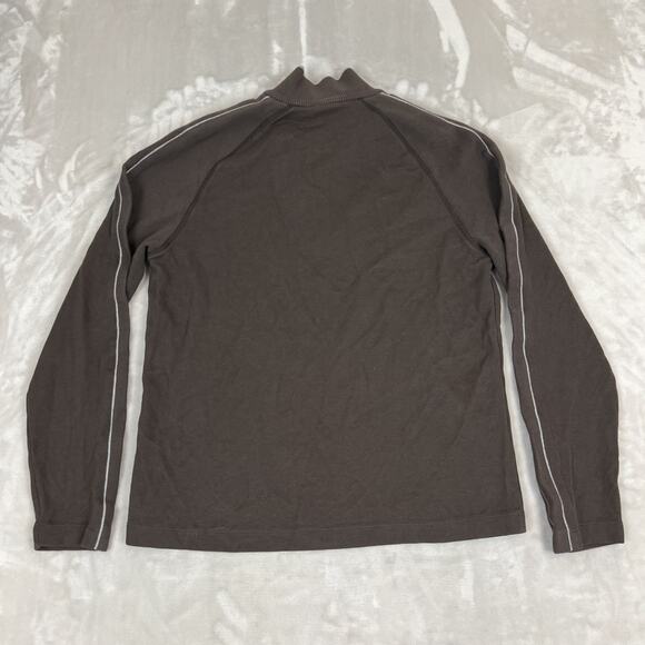 Hugo Boss Sweater Mens Small Brown 1/4 Snap Pullover Ribbed Knit Minimal Preppy - Picture 8 of 9